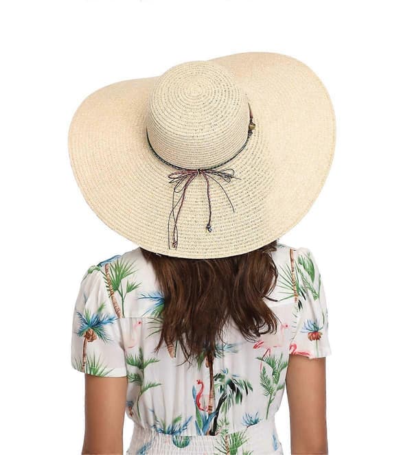 Dame Bredskygget Stråhat Foldbar Solhat UPF 50+ (Beige) (LGL)