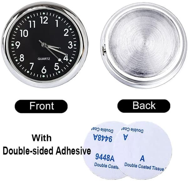 Bilur, Mini Quartz Analog Bil Dashboard Tid Luftventil Montering Ur til Bildekoration, Universal og Selvlysende (Sort) (LGL)