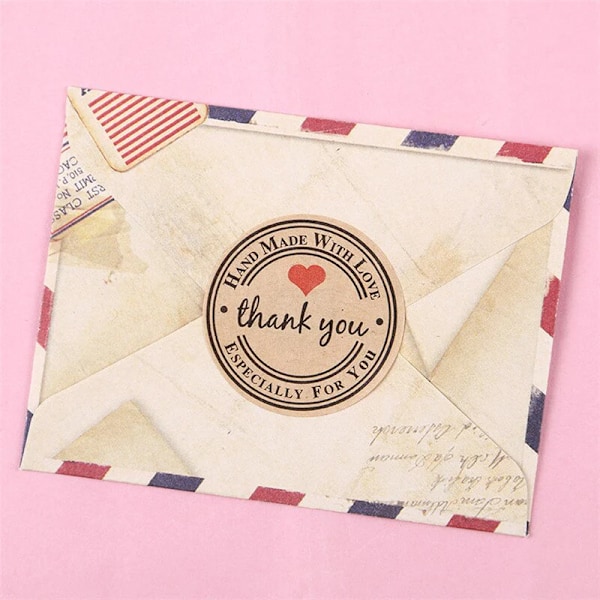 500 st Runda Etiketter Handgjorda Kraftpapper Förpackningsetikett för Godis Dragee Påse Presentinslagning Förpackningspåse Bröllop Tack Etikett (LGL) 53-pink supporting
