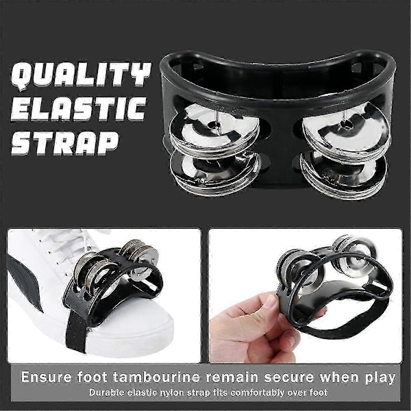 2 STK Fod Tamburin Percussion, Musikinstrument Percussion Pedal med Stål Jingle Bells - Grøn (LGL)