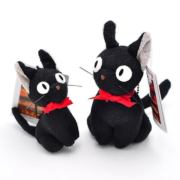 Studio Ghibli Hayao Miyazaki Kiki's Delivery Service Svart Jiji Plyschleksak Söt Mini Svart Katt Kiki Plyschleksak Nyckelring Hänge 10CM