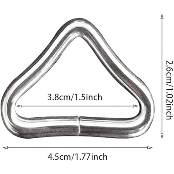 Triangulär ögla för studsmatta, 10 triangulära öglor med V-ring, höghållfast och korrosionsbeständig metalltriangulär ögla, studsmatta rep（LGL）