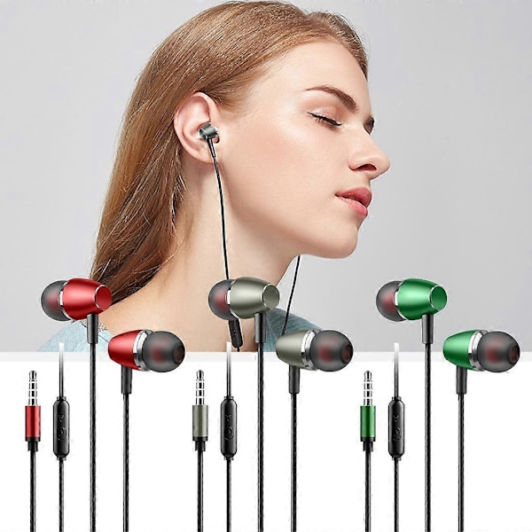 Sladdanslutna In-Ear Hörlurar med Inbyggd Mikrofon 3.5mm Hörlurar för Musik LGL Red