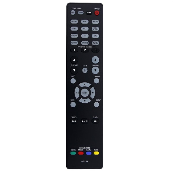 Fjernbetjening Rc-1167 erstatning til AV-modtager Avr-2113 Avr-2113ci Avr-1913 Avr-2313ci Avr-2313 Avr2113 Avr2113ci Black Black