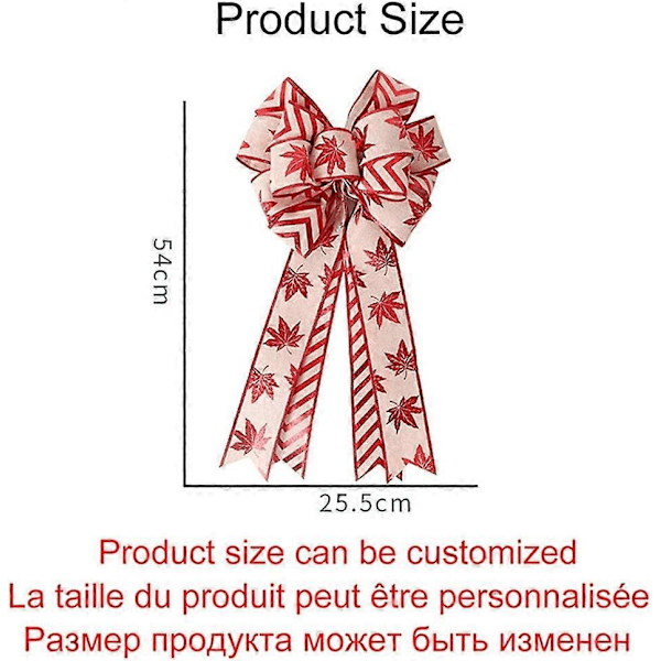 Stk DIY Julebue Flere Ører Store Stripete Lønne Snøfnugg Buer for Bryllupsbil Bue Håndverk (54 x 25cm) (LGL)