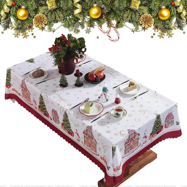 Julduk, rektangulär, rund, soffbordsduk, festduk, 150 x 150 cm (LGL)