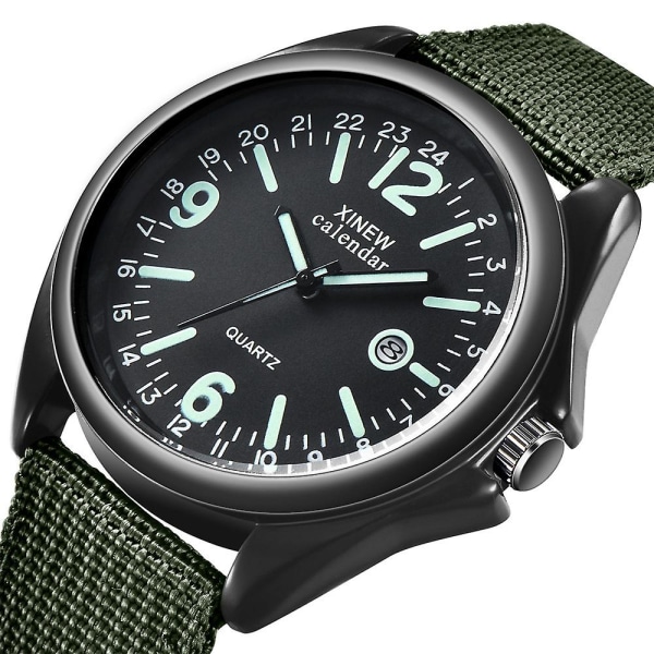 Militær Herre Kvartsklokke Svart Urskive Dato Luksus Sport Armbåndsur [LGL]