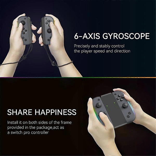 Ny Gamepad for Switch JOYCON Joystick Ett-knapps Vekking Bluetooth NS Somatosensorisk Vibrasjon Belysning LGL Black