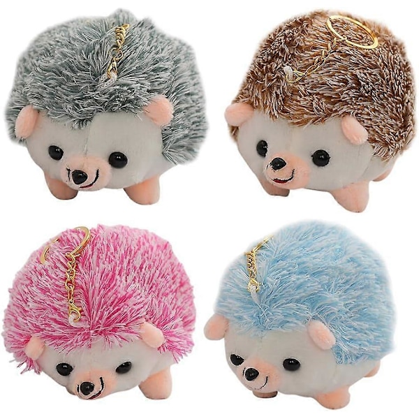 4 stk. Pindsvin Nøgleringe, Pindsvin Nøglering til Børn Plysdyr Nøglering Mini Pindsvin Dukke Vedhæng Taske Nøglering Ornament Nøglering Keychai LGL