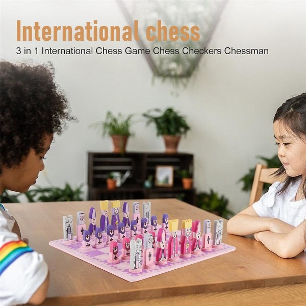 Rejseskaksæt med skakbræt Pædagogisk og Voksne Pink Multicolor