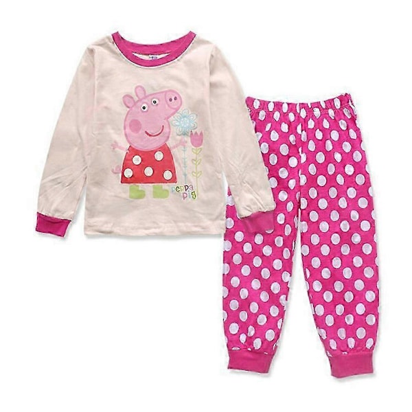 Barn Sovkläder Peppa Tryckta Pyjamas Pojkar Flickor Långärmad T-Shirt Toppar Byxor Set Sovkläder Nattkläder Pyjamas PJS Set LGL A 7-8 Years