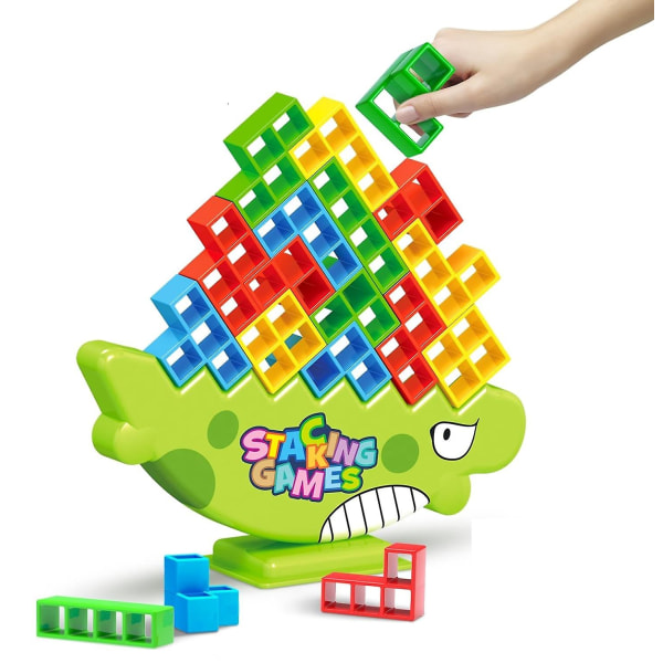 64st Tetra Tower Balans Stacking Block Game, Stack Attack Game Brädspel Barn & Vuxna Team Building Tower Game Toy 64pcs