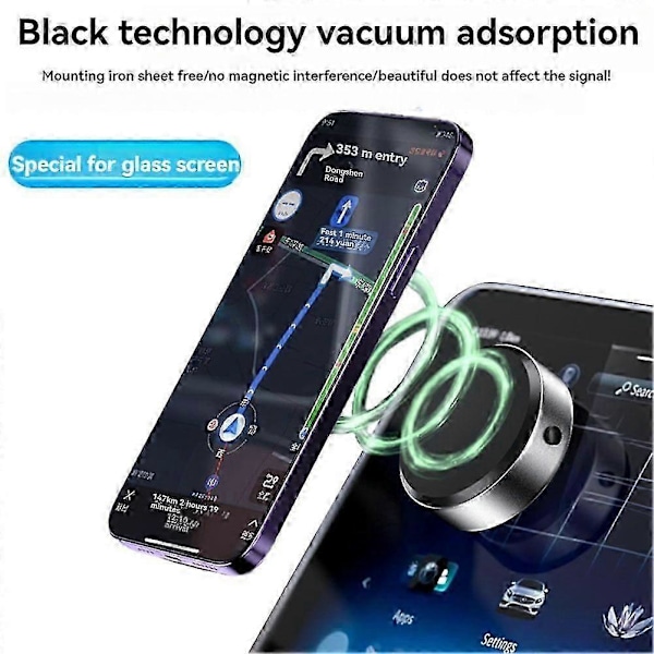 Magnetisk Telefonholder Vakuum Sugekopp Biltelefonholder egnet for Bil Gym Kjøkken egnet for Alle Mobiltelefoner & T LGL Black