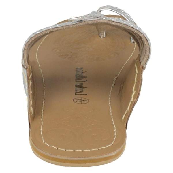 Dam Läderkollektion Platt Tåögla Flätade Sandaler F00077 LGL Silver UK 5