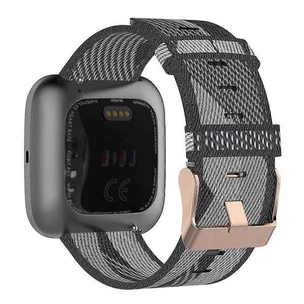23mm Randig Vävd Nylon Armbandsrem för Fitbit Versa 2, Fitbit Versa, Fitbit Versa Lite, Fitbit Blaze (LGL) Grey