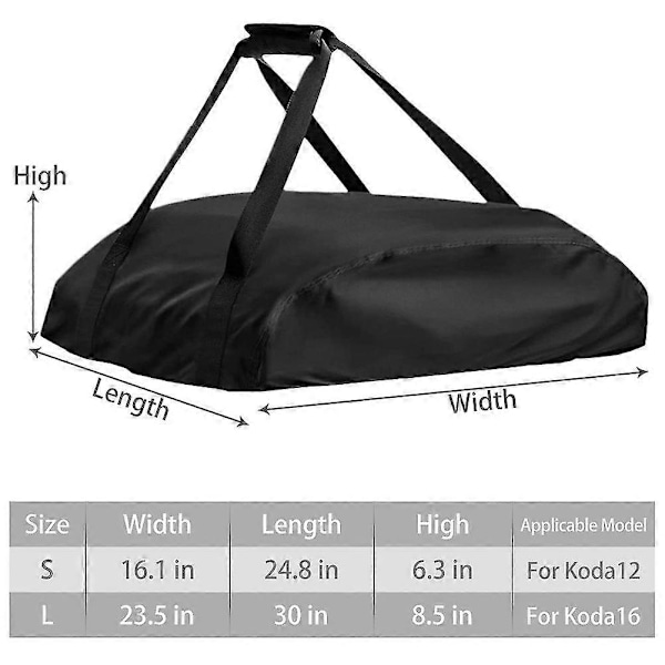Pizzaovnsdeksel for Ooni Koda 16 Bærbar Pizzaovnsdeksel 420D Oxford Stoff Vanntett Pizzaovn (LGL) Black