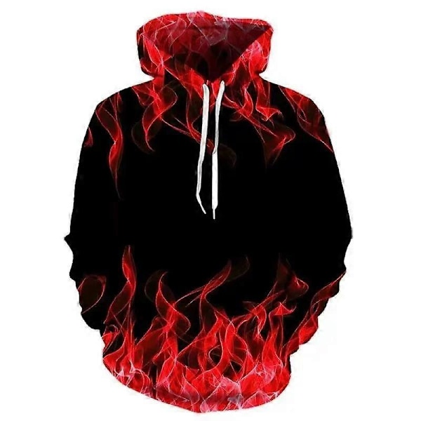 Ny Fargerik Flamme Hettegenser 3D Sweatshirt Menn Hettegenser Genser Høst og Vinter Jakke Herreklær Morsom Jakke Svarte Hettegensere Topp LGL WY090927 L
