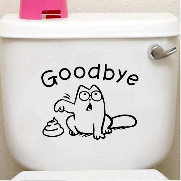 Veggklistremerke Toalett \"Goodbye\" Toalett Katt Klistremerker for Vask Baderomsdekor Toalettsete (LGL)
