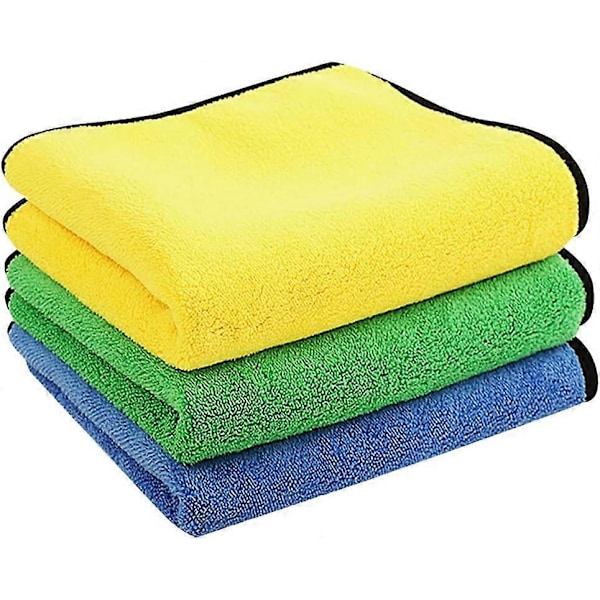 Mikrofiberklude til bil, 3 stk., 60 x 30 cm Ultra Absorberende Mikrofiber Håndklæder - Hurtigtørrende, Genanvendelige til Rengøring (LGL)