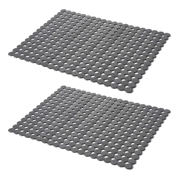 2 STK Godt Grep Vaskematte for Kjøkken Stor Multifunksjonell PVC Vaskematte Beskytter for Hjem Sklisikker Holdbar Lett å Rengjøre LGL Transparent Black