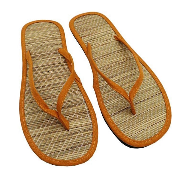Hotte Dame Flade Hjemmesko Komfortable Skridsikre Sandaler Stille Bambus Rattan Flip Flop Strand Hjemmesko LGL 37 Brown