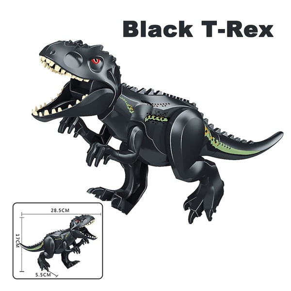 Dinosaur byggeklods legetøj,tyrannosaurus Dinosaur Modulært byggelegetøj Jurassic Legetøj T-rex Raptor Figur Gave til børn i alderen 3-12 år[GL] Black