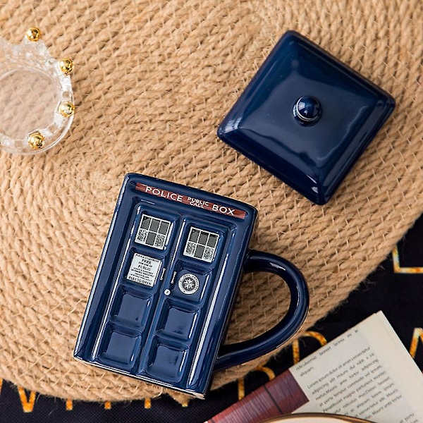 Doctor Who Tardis Krus Kaffe Te Kop Politiboks Keramisk Krus Med Låg Dæksel Fødselsdagsgave [L]