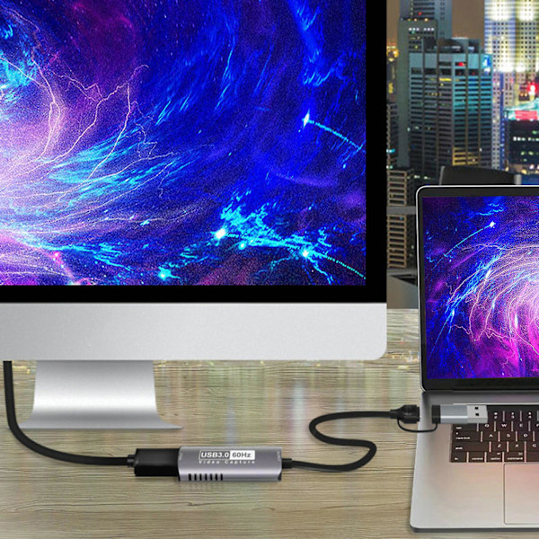 2-i-1 HDMI-kompatibel til Type-C/USB3.0 Audio Video Capture Card 4K 60FPS Spill Capture Card LGL Grey