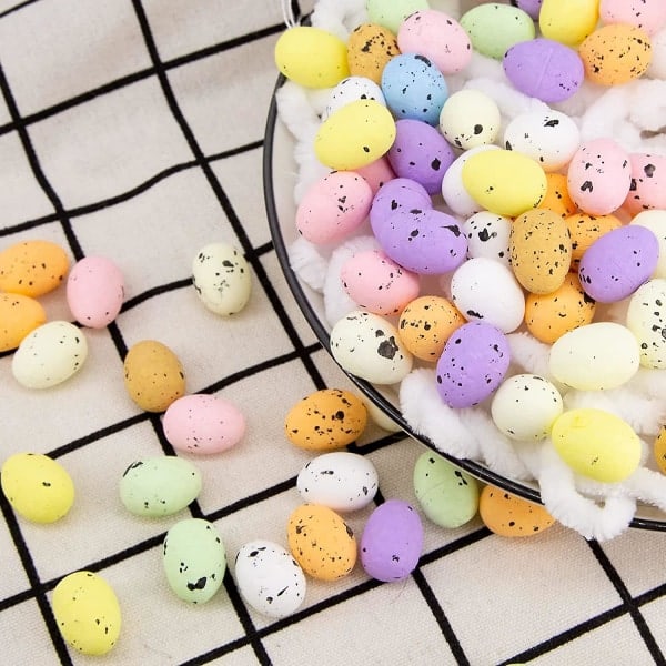Påskepynt Egg - Mini Påske Flerfargede Skum Egg DIY Påskefest Dekor Gave - Assorterte Farger - Ingen Kurv (LGL)
