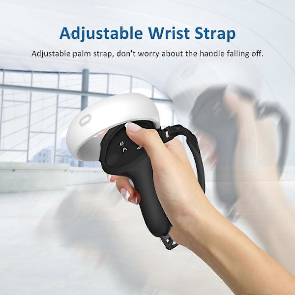 Holdbart Controller Silikone Grip Cover Knuckle Strap til Quest 2 VR Handle LGL Black
