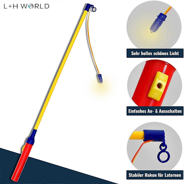 10x Lyktpinne för Barn Lyktor för St 40 cm i Set Lykta med Stång och Ljus Elektriskt Batteridriven (LGL) 3Set