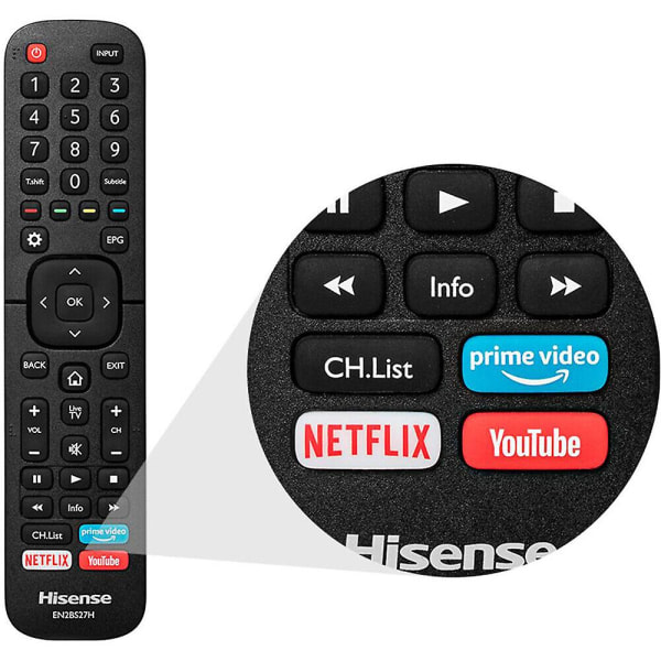 En2bs27h Hisense-televisiokaukosäädin Netflix Youtube 50r5 55r5 [LGL]