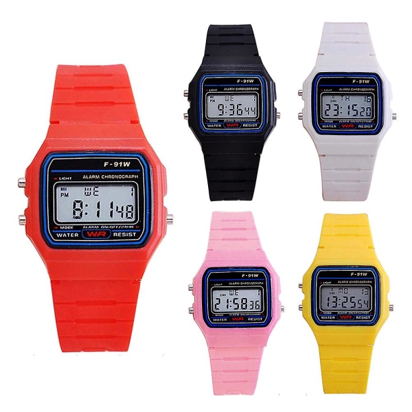 Luksus Klassinen Digitaalinen Kello F-91W Unisex Retro Vintage Urheilu LED Vedenpitävä [LGL] yellow