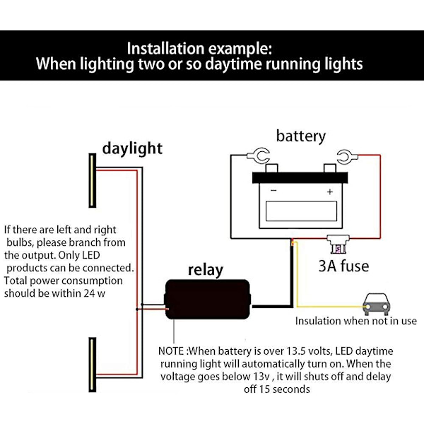 Billede LED-kørelys   Controller Drl Auto Dimmer Relay Til/fra-kontakt (dagkørelys-controller). [kk]
