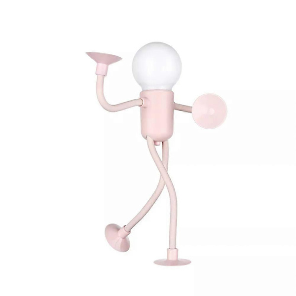 Formbar Sjov Sportsmand Natlampe Knapbatteri Bordlampe Alsidig Mini Lampe Kreativt Ornament Vakuumadsorption LGL Pink