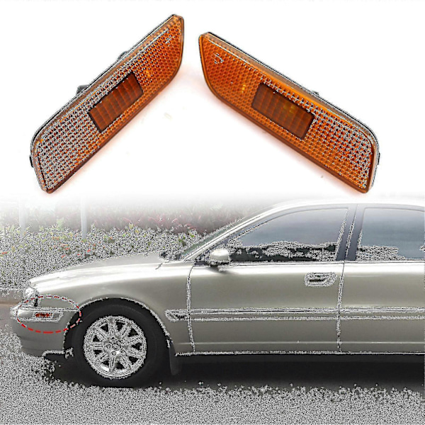 WJTG 2 stk. Sidemarkeringslysdæksel Foran Modificerede Dele Abs Blinklysindikatorhus 9188263 9188264 Kompatibel Volvo S80 99-06J LGL