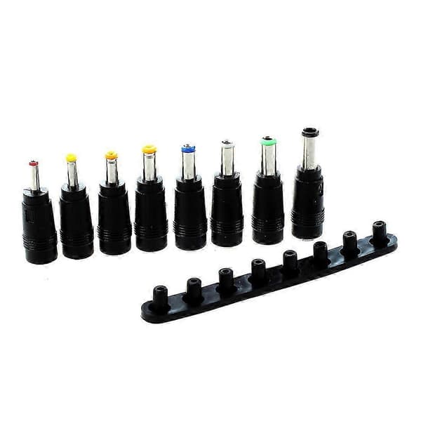 8 sæt universal DC strømstik konverter (LGL) Black Silver