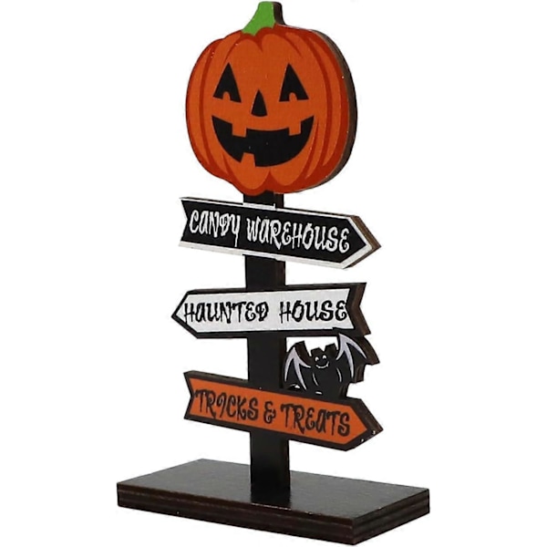 Halloween Træ Ornament, Glad Halloween Træskilt, Vindueskarm Borddekoration, Halloween Fest Bordpynt, 14x8cm (LGL)