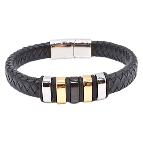 Rustfrit stål læder vævet armbånd titanium stål magnetisk armbånd herre gaver LGL A