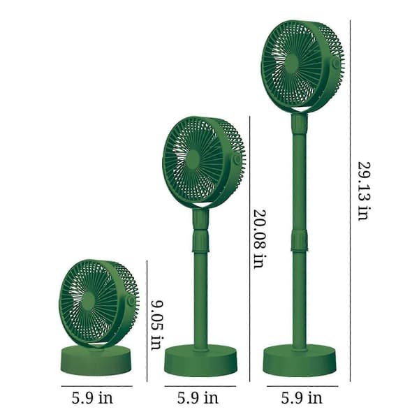 Bærbar Sokkelventilator - Sammenklappelig Stående Ventilator (LGL) Green