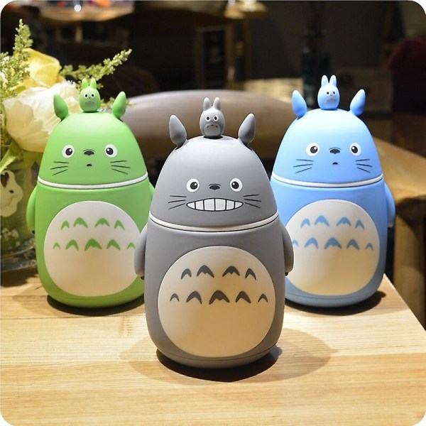 248 ml 304 rustfrit stål tegneserie Totoro bærbar termokande anime termos kop og krus glas vakuumkolber flaske termokander [LGL] Grey ziya