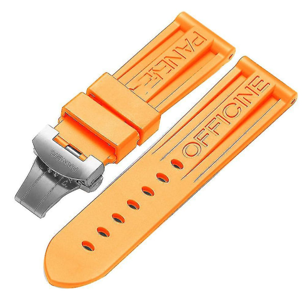 Watches Band Silicone Rubber Watchist Band Udskiftning Til Panerai Rem Værktøjer Stål Spænde [LGL] Orange 24mm