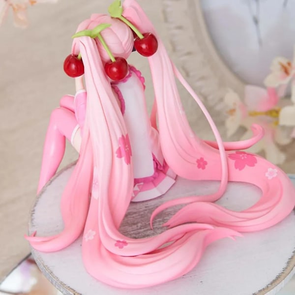 Ny Hatsune Miku Anime Figur Pink Kjole Pvc Model Action Legetøj Kirsebær Pink Kirsebærblomster Dekoration Saml gaver[GL] No Box