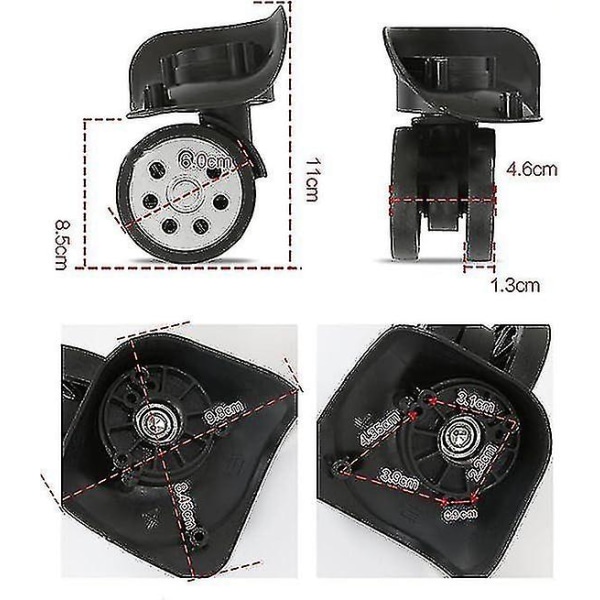 4 st resväskor hjul, ersättning spinner hjul för Universal resväska, svängbara resväska hjul ersättning tillbehör, för vanliga resväskor, vagn S