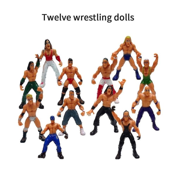 33-delt wrestling-legesæt til børn, Wwe Wrestler Warriors-legetøj med ring og realistiske tilbehør, sjove miniature-kampfigurer