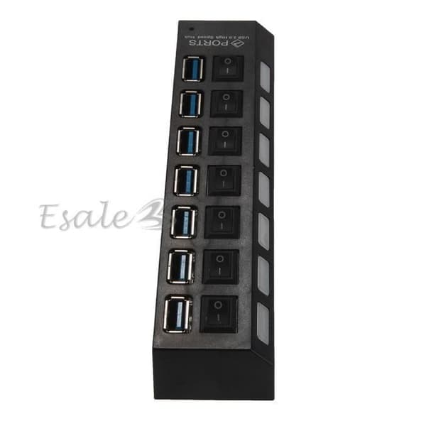 7-ports USB 3.0 5 Gbps hubadapter i ABS med switch til pc-computer (FMY)