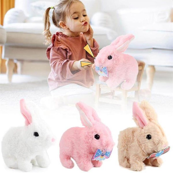 100 % ny elektrisk plys kanin hopper hoppende interaktiv udstoppet kanin legetøj børnegave Pink