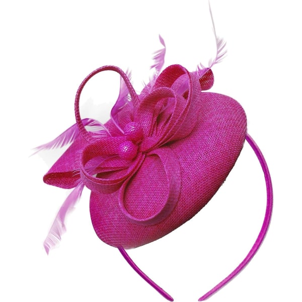 Perle Rund Pillbox Loop Sinamay Hodebånd Fascinator For Kvinner Bryllup Ascot Races[Dusty Pink]