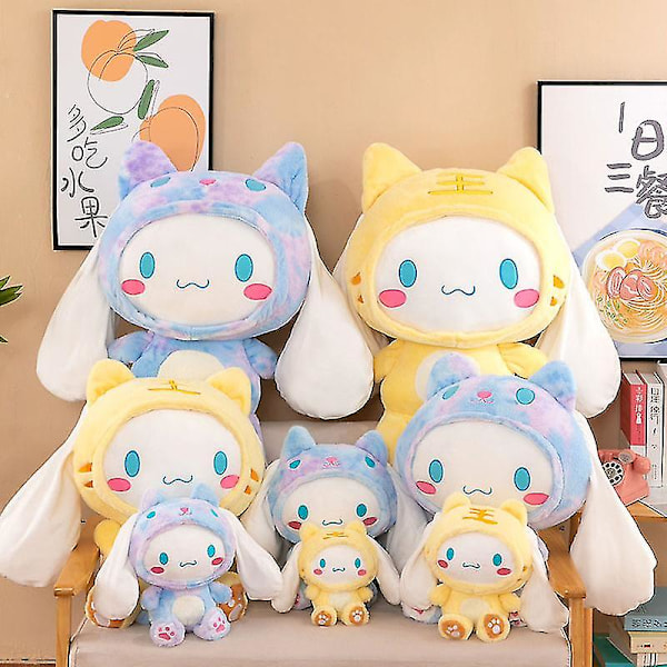 27-80cm Sanrio Cinnamoroll Plyslegetøj Animationsderivater Farverige Baby Cinnamon Plyslegetøj Med Store Ører Der Forvandler Sig Til Tiger [LGL]