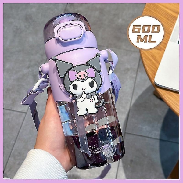 600ml Sanrioed Anime Sugerør Kop Kawaii Kuromi Cinnamoroll Melody Børn Vandflaske Sport Te Kaffe Kop Køkken Værktøjer Pige Gaver LPPPH